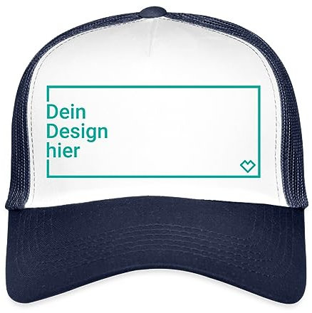 Spreadshirt Personalisierbares Trucker Cap Selbst Gestalten mit Foto und Text Wunschmotiv Trucker Cap, One Size, Weiß/Navy