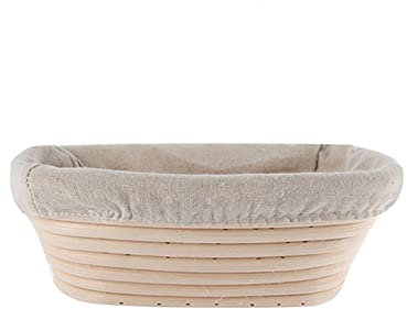 Gärkörbchen Oval (Ø 21cm) ,Gärkorb Rattan Bambuskorb für Brot und Brotteig Brotkorb Natürlichem Peddigrohr mit Banneton Proofing Basket Brotform Oval mit 1 Leineneinsatz für Hausbäcker Brot Backen