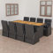 Yolola Rattan Essgruppe 8 Personen Sitzgruppe Garten Essgruppe 8 Personen mit 8 Gartenstuhl Verstellbar mit Auflagen Rattan Gartenmöbel Set Gartenmöbel Essgruppe Gartengarnitur Schwarz und Braun