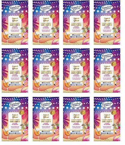 12er Pack Dresdner Essenz Badepuder Sunset Glow 12 x 60 g Badezusatz vegan