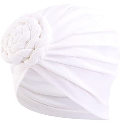 Kopftuch für Damen Hijab Muslim Damen Muslim Turban Dünne Leichte Klassische Slouch Mütze Flexibler Slouch Hat Chemo-Kopfbedeckung Caps Frisurenkappe Wrap Headscarf Weiß