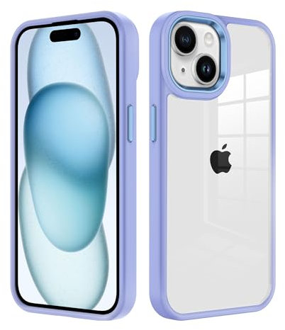 iCatchy for iPhone 15 Case 6.1-Inch, Shockproof Bumper Phone Cover, Anti-Yellowing Clear Back Compatible with iPhone 15 (Purple)
