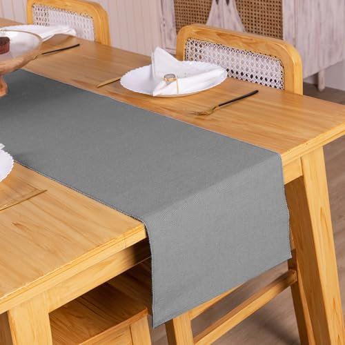 Frost Grauer Tischläufer 13x72 Zoll rustikal dekoratives Essen Tischdecke für das Abendessen Küche Hochzeitsfeier