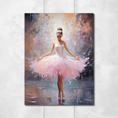HNKDKJ-Modernes tanzendes Mädchen Wandkunst Leinwand Malerei Bunte abstrakte tanzende Mädchen Leinwand Malerei Elegante Ballerina Wandkunst Bild für Wohnzimmer Home Decor-N30p4-60x80cm/24x32inch