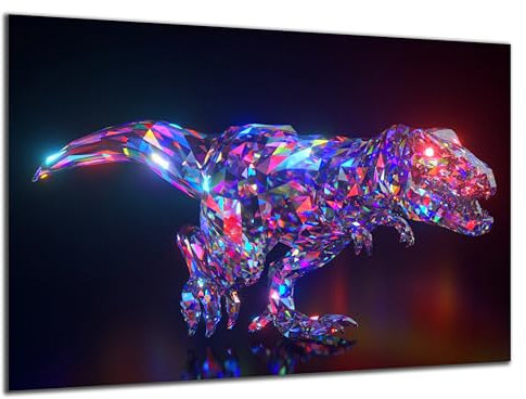 DARO Design - Wand-Bild 6mm HDF 40x30 cm Neon Dino-Saurier - Wand-Deko Bilder Wohnzimmer