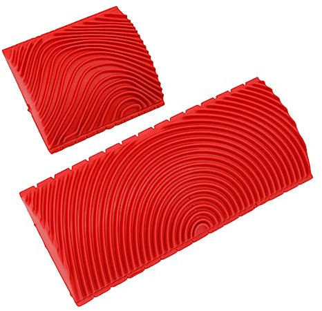 HEMOTON 2St Werkzeug Holzmaserung Kit Mustermalerei Pinsel mit Holzmaserung Walzenfarbe Körnungsmusterstempel konkrete Briefmarken Gummifarbe Öllampe, Glaskamin Textur Glasur rot