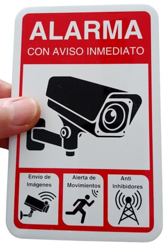 LEIASA Cartel Zona Videovigilada - 9x14 cm - Aluminio Reflectante - Placa Adhesiva - Grosor 0,6 mm - Cartel Videovigilancia - Impresión UV - Resistente Exterior - Señal Alarma Disuasorio
