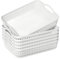 Parlynies Set of 6 White Plastic Storage Basket Tray, Large Kitchen Storage Basket with Handle