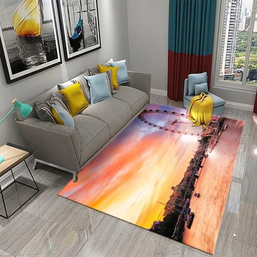 Teppich Für Küchen 3D-Gedruckter London, England, Nachtansicht - Teppich, Flur Teppich Rutschfest Flurmatte Für Wohnzimmerteppich, Schlafzimmer, Waschbar Teppiche 60 X 90 Cm - Leicht Zu Reinig -9P0A8C