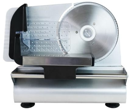 150W Allesschneider Brotschneidemaschine Elektrisch Einstellbare Dicke 0-15 Mm Mit Präziser 7,5-Zoll-Edelstahl-Wellenklinge Für Gefrorenes Fleisch Delikatessen Käse Obst Gemüse Brot Allesschneider