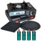 INTEC - Réchaud gaz portable 2200W ETNA + 2 Plaques (plancha + Grill) + 4 Cartouches gaz Camping Allumage Piezo Mallette