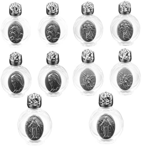Botella de Agua bendita 10 Piezas Recipiente de Agua bendita en Relieve Vistia vacío rociador de Agua bendita matraz de Agua bendita para obsequios religiosos, Plata, Frasco Sagrado