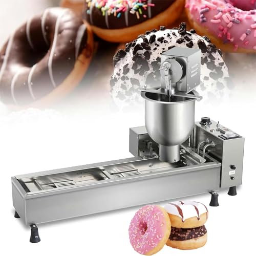 ANGDI Automatic Donut Making Machine, 3000W Commercial Single Row Auto Doughnut Maker, 7L Hopper Donut Maker with 3 Sizes Molds, Adjustable Temperature, 304 Stainless Steel Auto Doughnut Makers