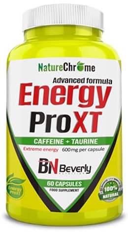 Beverly Energy Pro - Cafeína + Taurina - 90 Cápsulas vegetales - 90 Servicios - Efecto estimulante, energía inmediata