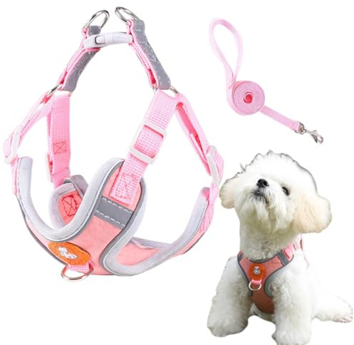 Hundegeschirr für Hunde,Hundegeschirr,Welpengeschirr Kleine Hunde,Hundegeschirr Welpen,Hundegeschirr Kleine Hunde,Welpengeschirr,Welpen Geschirr Hund,Hundegeschirr Reflektierend,XS,Rosa