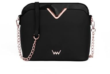 VUCH Umhängetasche mit Kette Fossy Smooth Black für Frauen, Elegante Handtasche für Damen, Tasche für Mädchen