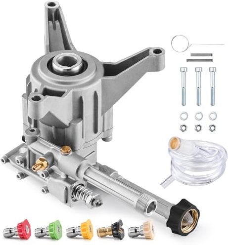 VEVOR Pompe de nettoyeur haute pression, arbre vertical de 22,2 mm, 3100 PSI, 2,5 GPM, kit de pompe de remplacement avec 5 buses, matériel, tube siphon, pour Honda, Troy Bilt, PowerStroke, Craftsman