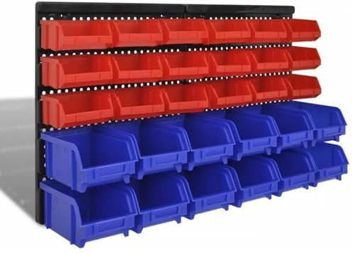32PCS Workshop Storage Wall Mounted Storage Bins, Plastic Garage Rack,Screw Storage,Tool Screws Nuts Garage DIY Bin Panel Organizers Rack