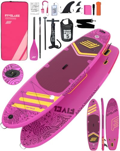 FIVELAKE Tabla Paddle Surf Hinchable para Adultos,con Accesorios para Tabla de Padel Remo de Sup,Bomba,Mochila de Viaje,Correa,Bolsa Impermeabl