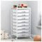 SYKIARIOL 8 Drawers Storage Trolley, Utility Storage Cart on Lockable Wheels with Plastic Drawers, Multipurpose Mobile Organizer Unit for Living Room,Bedroom,School,Beauty, Nature White