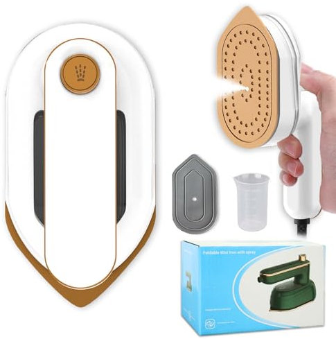Mini Travel Iron, 2 In 1 Portable Foldable 180° Rotatable Handheld Iron Steam with Dry for Clothes, Small Size Plancha De Ropa Heat Press for Home Business Camping