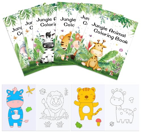 MORAINJAY 16 Stück Mini Malbücher für Kinder, kleine Malbuch, Malbuch Klein Mitgebsel Kindergeburtstag, Kleine Malbücher Mini für Geschenktüten & Partygeschenke (Dschungeltiere)