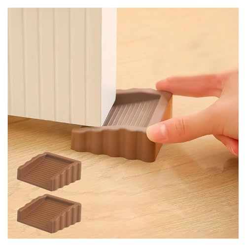 Rubber Door Stoppers Wedge,Bidirectional Door Stops,Small Size Cube Doorstop,Brown 2Pack
