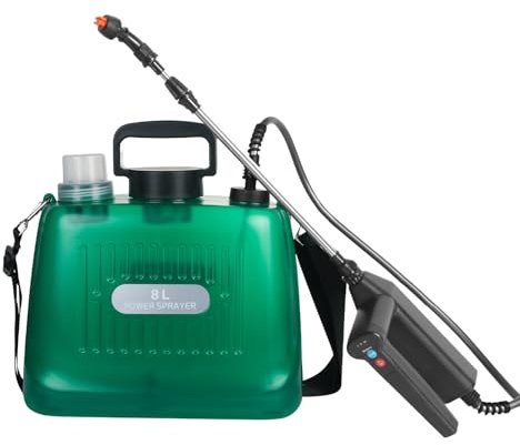 Pompa Elettrica per Liquidi 8L Pompa Irroratrice a Batteria Spruzzatore a Spalla a Batteria Ricaricabile per Piante Nebulizzatore Elettrico per Giardino Frutteto (7.4V 3 Velocità Verde)