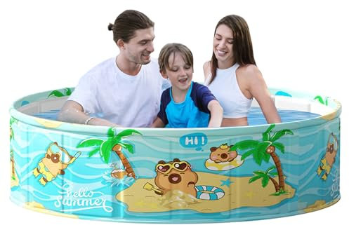 Liakyunf Klappbarer Aufblasfreier Swimmingpool,Verschleißfester Klapppool | PVC Wasserdicht Tragbar Platzsparend Für Wasserspaß Im Garten