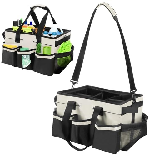 Putzmittel Organizer, 26L Reinigungs Caddy Organisator Reinigungstasche Putzmittel Putz Organizer Tragbar Putztasche Mit Griff Und Verstellbaren Schultergurten FüR Zuhause Auto KüChe 40*23,5*27,5 cm
