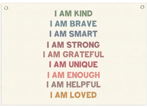 Nursery Banner Wall Decor-Boho Hanging Banner Pennant Poster Flags-for Baby Boy Girl Room Home Playroom Classroom-Baby Present Shower Birthday Christmas-i am Kind i am brave-28.5x20 Inches