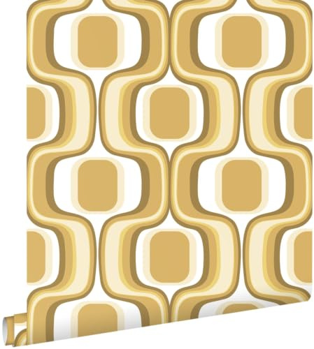 Esta Home Tapete Retro-Ornamente Ockergelb und Braun 50 x 900 cm