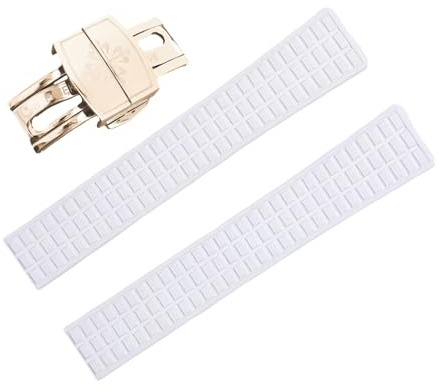 ROUHO 19mm Silikon Gummi Verstellbares Uhrenarmband, Herren Sportuhr Armband für Patek Philippe Aquanaut 5067A-001