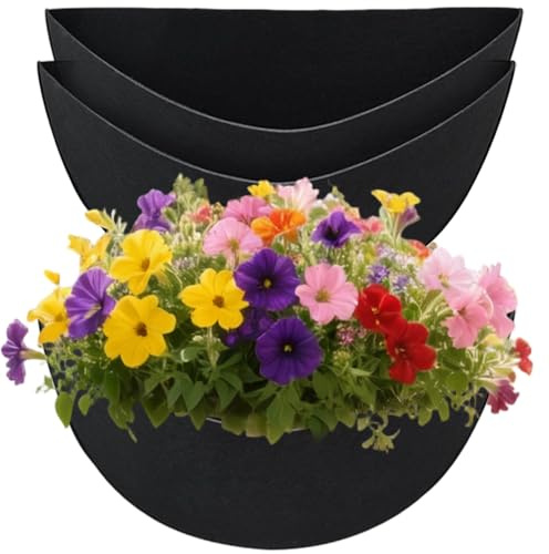 Foreverup 3PCS 16 Inch Half Round Planter Liners, Fabric Window Box Liners, Felt Window Box Liners, Hanging Plant Basket Fiber Insert, Half circle Flower Basket Liners for Wall Hanging Basket Planter