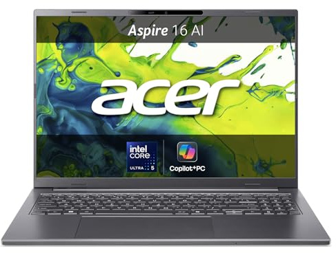 Acer Aspire 16 AI | Laptop | 16 WUXGA OLED 60 Hz| Intel Core Ultra 5 226V | 16 GB RAM DDR5 | 512 GB SSD | Copilot+ PC | Windows 11 | Intel Arc Graphics | Tastiera italiana QWERTY | Senza alimentatore