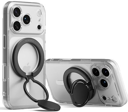 Ringke Dual Magnetic Smart Holder [Compatible con MagSafe] Soporte con Agarre, Doble Imán Potente, Soporte Plegable de 3 Niveles para Gimnasio, iPhone, Galaxy, Pixel - Black