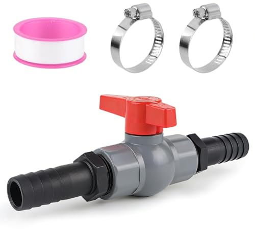 Robinet à boisseau sphérique en PVC, avec raccord de tuyau, robinet d'arrêt de piscine, pour piscine et bassin, aquariophilie, avec 1 vanne d'arrêt filetage intérieur 1 1/4 (40 mm), 2 douilles de