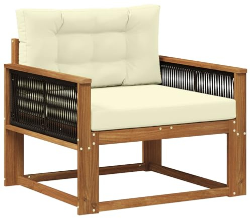 vidaXL Outdoor Mittelsofa Massivholz Akazie Natur, Akazienholz Outdoor Mittelsofa, wetterfestes Patiositzmöbel, modernes Möbel für Gartenlounge und Balkon