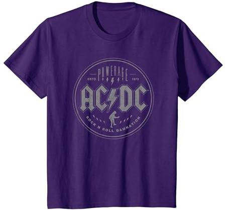 Offizielles AC/DC Rock N Roll Damnation Band Heavy Metal T-Shirt, Kinder, Violett, 98