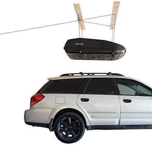 HARKEN - Cargo Box Overhead Garage Storage Hoist, Self-Leveling, Safe Anti-Drop System, Easy One-Person Operation, Smart Garage Organization