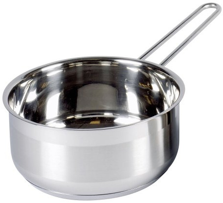 Krüger Edelstahl Stieltopf Manhattan 16 cm (1,0 L) | Kasserolle | PFAS-frei & unbeschichtet | Induktion | Spülmaschinengeeignet | Mit Schüttrand & Thermoboden | Für Saucen & kleine Gerichte