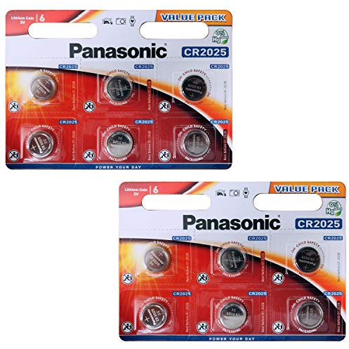Panasonic Specialist - Pile al litio a bottone CR2025, 12 pezzi
