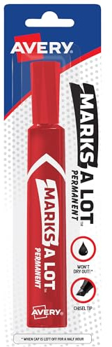 Permanent Ink Marker, Regular, Chisel Point, 1/CD, Red, Sold as 1 Package