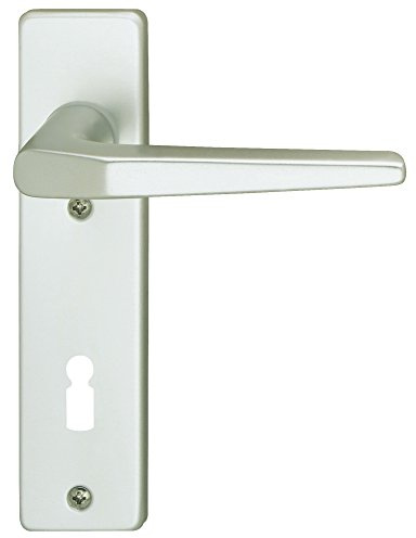 Alpertec aluminium FLORENCE - Kurzschild eloxiert für Wohnungseingangstüren PZ Knopf/Drücker, 72 mm, silber, 40040670K1