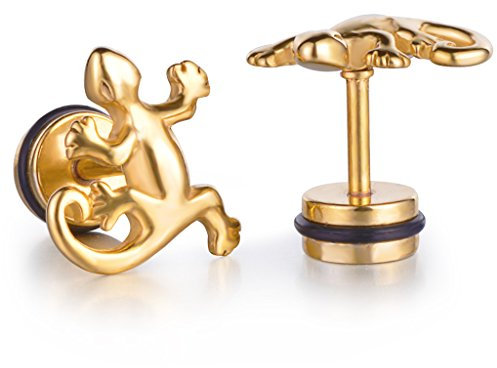 Feilok 1 Paar Unisex Tragus Ohr Helix Cartilage Piercing Stecker Ohrring Eidechse Gecko Echse Ohrstecker Ohrringe, Gold
