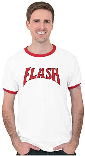 Flash Gordon Logo Rot Ringer Weiß T-Shirt Tee (Small)