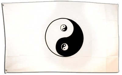 Flagge Ying und Yang, weiß - 90 x 150 cm