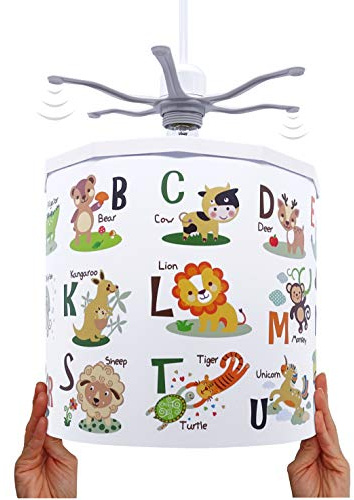 Ereki Ceiling Pendant Light Shade - Printed Colourful and Fun Designs ABC Animals Light Cover - Magnetic Ceiling Light Lampshade Kit for Interchangeable Designs