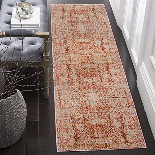 SAFAVIEH Modern Teppich für Wohnzimmer, Esszimmer, Schlafzimmer - Mystique Collection, Kurzer Flor, Rose und Multi, 69 X 244 cm