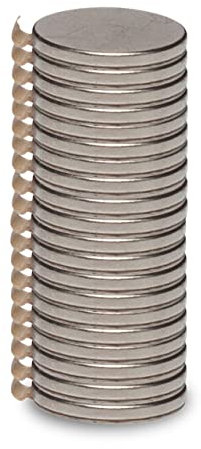MAUL Neodym Magnet Ø 10 x 1 mm (20 Stück) | Magnet stark mit 0,5kg Haftkraft | Magnete mit modernem Design | Magnet selbstklebend | Magnet für Magnettafel, Whiteboard und Kühlschrank | Silber